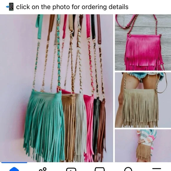 Western Fringe Turquoise Cross Body Bag - Picture 4 of 4